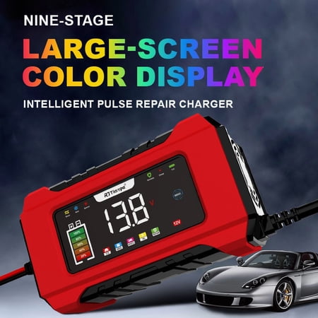 12V Car Battery Charger with Large LCD Display, Smart Pulse Repair, Trickle Maintainer for SUV Truck Boat AGM