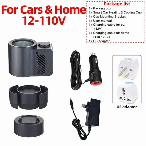 12V Car Cup Warmer And Cooler, Dual-Temperature Electric Travel Mug Heats To 140F & Cools To 40F, 10oz (300ml) Auto Shut-Off, Fits Most Cup Holders For Coffee And Drinks