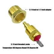 12V Car Dual Electric Fan Relay Kit w/ Thermostatic Sensor Switch 185 On 175 Off