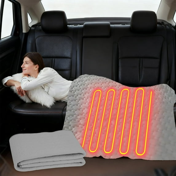 12V Car Electric Blanket Heated Mattress, Soft Cozy Fast Heating with Adjustable Temperature Control, Safety Overheat Protection for Driving Long Trips RV Use and Winter Travel