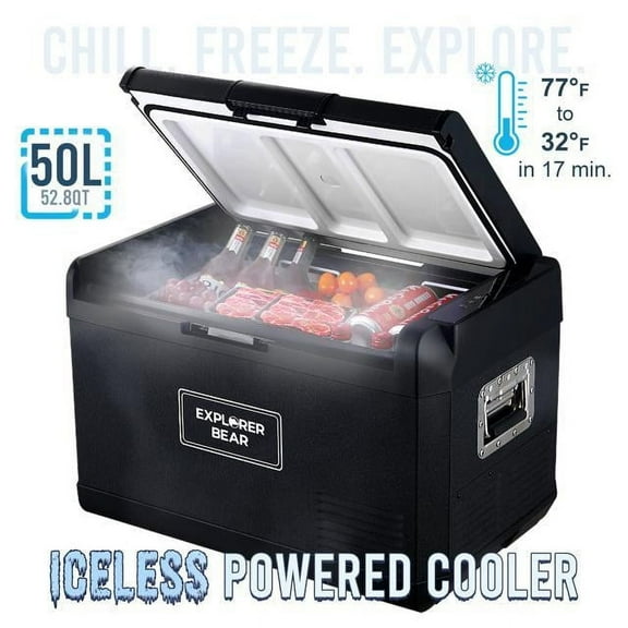 12V Car Fridge 50L 12/24V DC 110-240V AC Portable Freezer Compressor Cooler 0℉-50℉ 3-Year Warranty