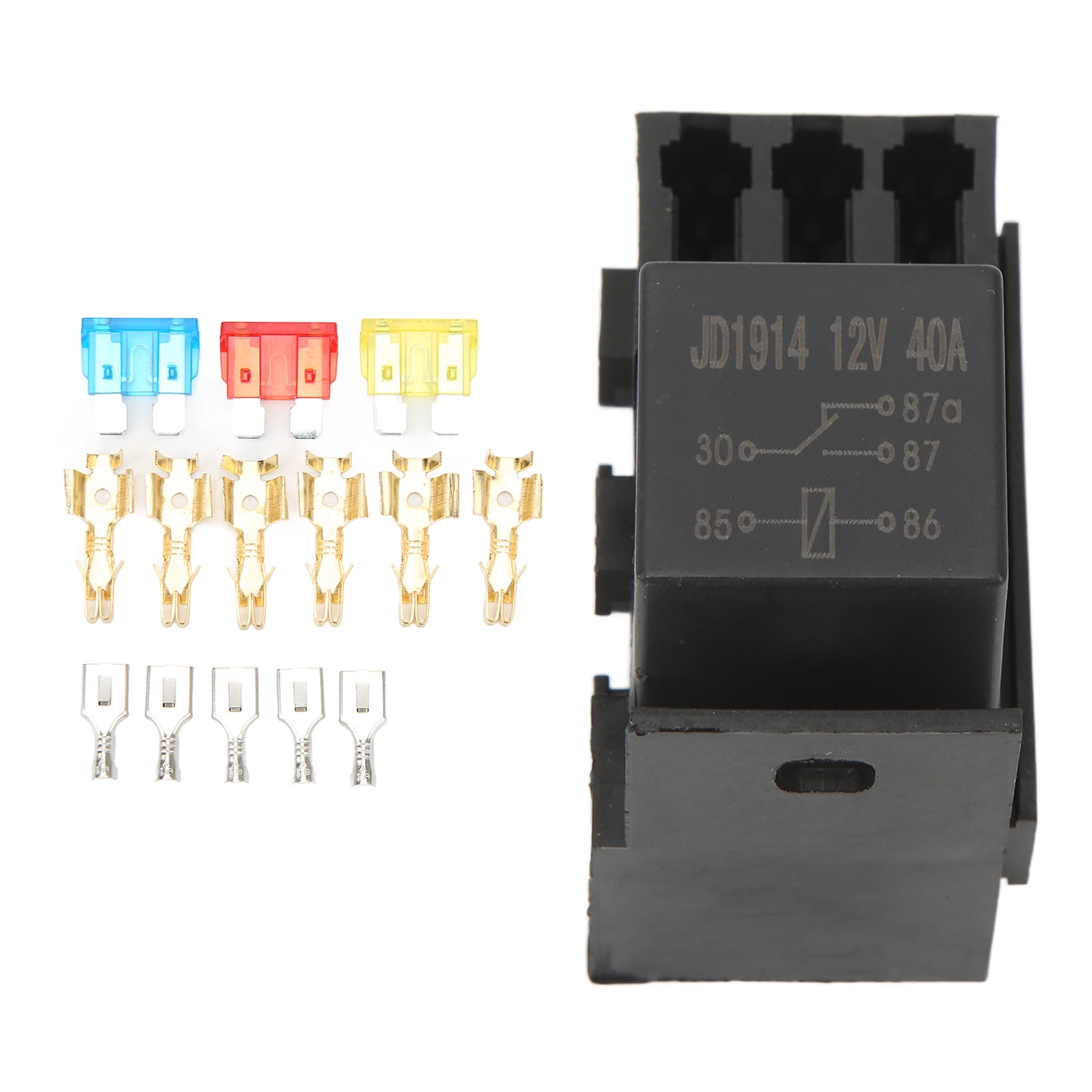 12V Car Fuse Relay Box Kit with ABS Material, 11PCS Spade Terminals ...