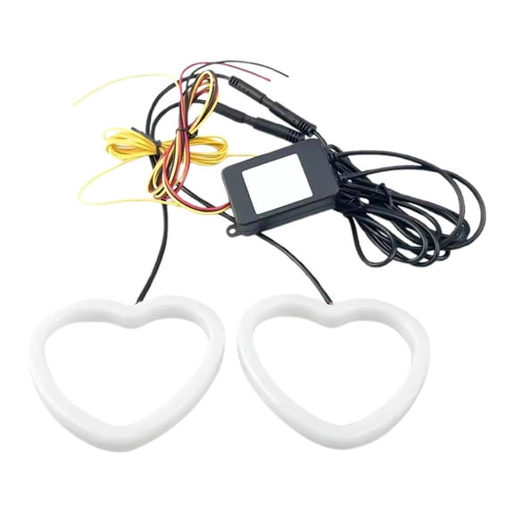 12V Car Heart Eyes RGB Cotton Halo Rings Led Headlight DRL Motorcycle Bt Turning Light Heart App DRL Shaped