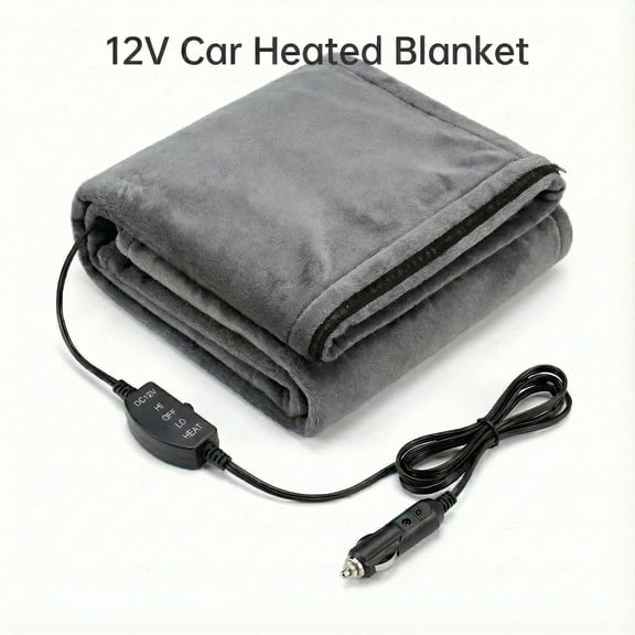 12V Car Heated Blanket & Wearable Shawl – Electric Fleece Travel Throw with Zipper for Truck Drivers, RV & Winter Road Trips – Fast Heating, Soft Flannel
