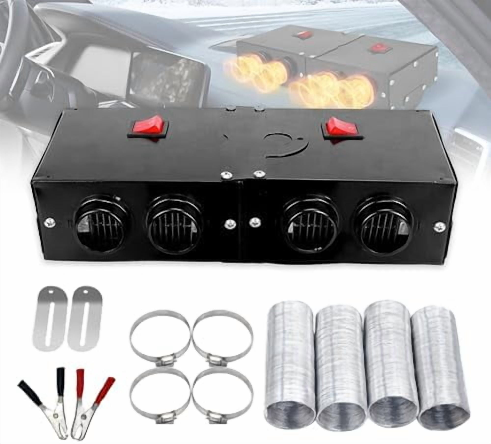 12V Car Heater Defroster, 500W Universal Windscreen Demister, 4 Holes ...