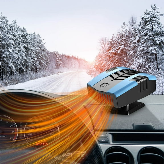 12V Car Heater and Cooler with Defogger - Dual-Function Portable Warmer and Fan for Vehicle Interior Climate Control, Blue