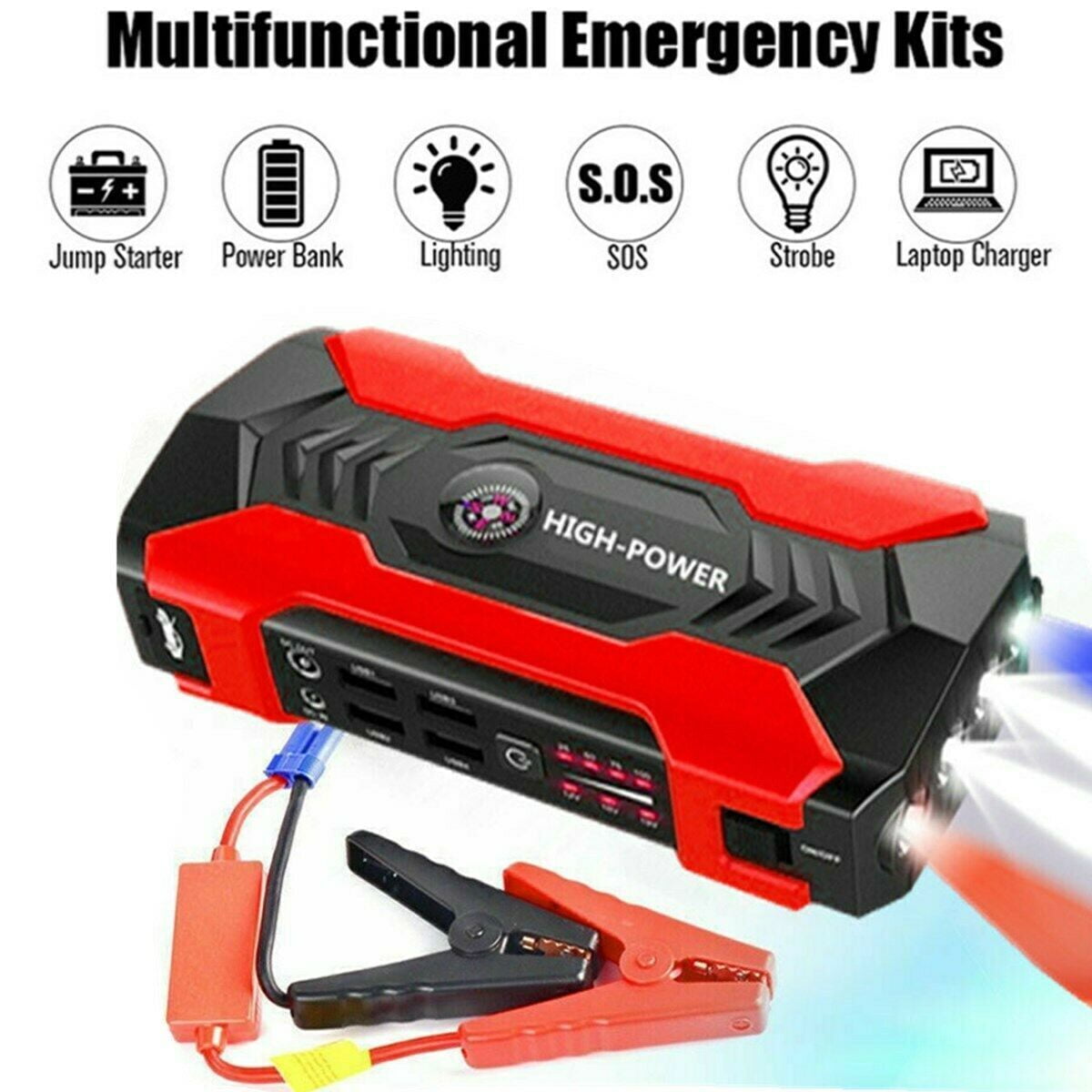 Car Jump Starter Booster 2500A 21800mAh Powerful Car Battery Jump Starter  With Large Display Lighting Charging Function Safe/Durable/Portable Buture