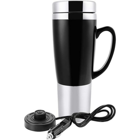 12V Car Kettle Boiler - 450ml Electric Water Insulated Car Mug - Travel Heating Cup Kettle - Car Heating Travel Cup - for Hot Coffee/Milk/Tea(Black)