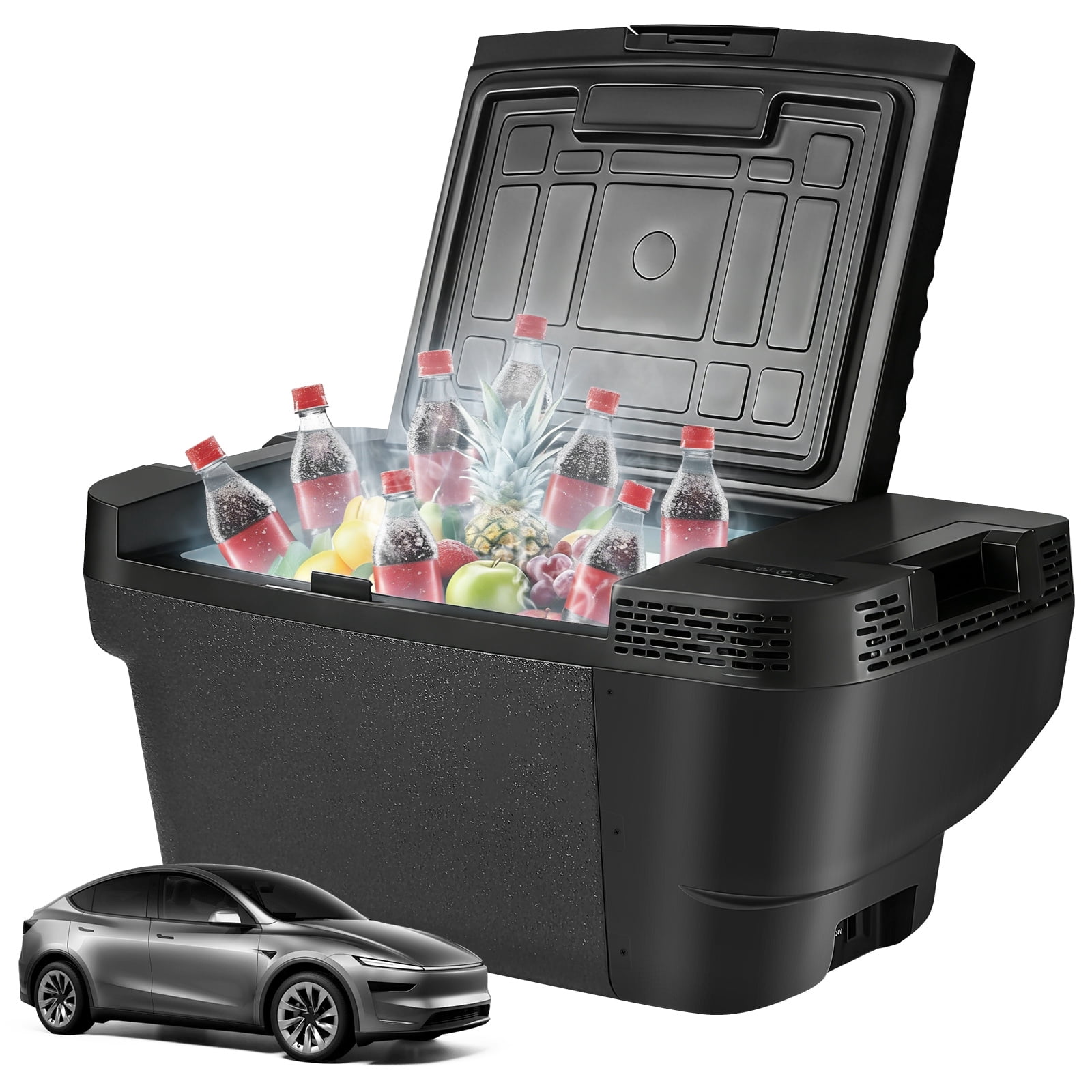 Supvox Car Refrigerator Black Portable Fridge for Drinks with Compressor and App Control