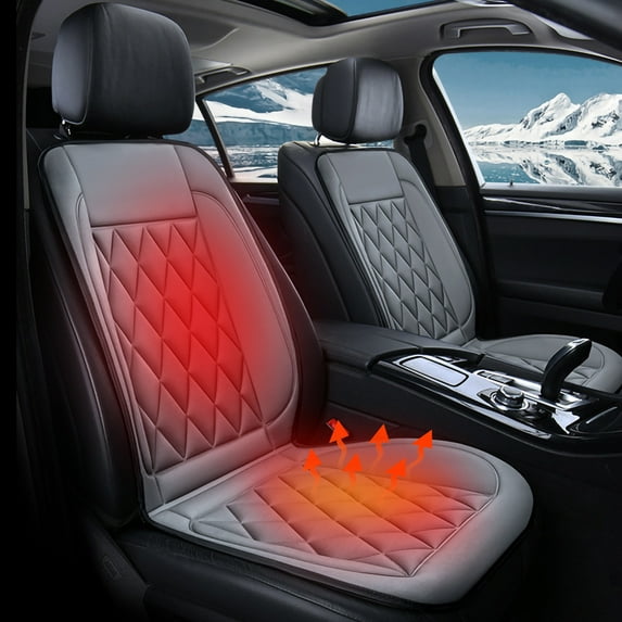 12V Car Seat Heater Pad Winter Warming Cushion Office Heating Mat Dual Temperature - Overheat Protection Portable Use(Gray)