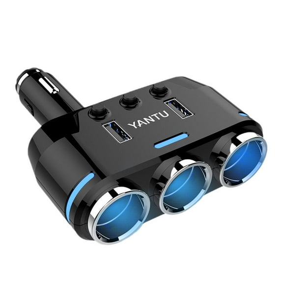 12V Car Socket Splitter with 3Way Cigarette Lighter and Dual USB Charger New N4 X5H7