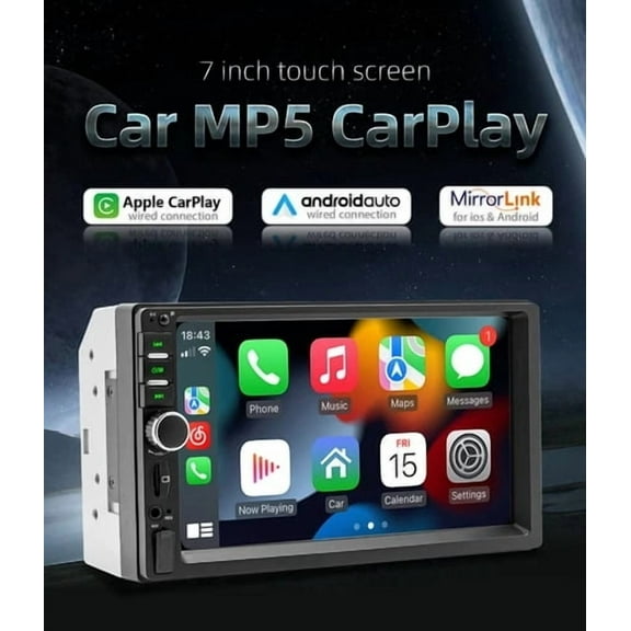12V Car Stereo with 12LED Rear View Camera Radio 2 DIN 7 Inch Stereo receiver USB TF FM AUX Touch Screen MP5 Player Bluetooth Mirror Link Multimedia