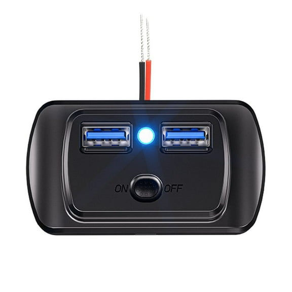 12V Car USB Charging Adapter Panel Mount Dual Port Fast Charger PD3.0 QC3.0 30W for SUV RV
