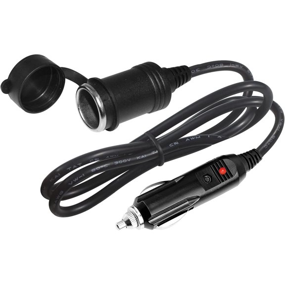 12V Cigarette Lighter Extension Cord 3FT -Car Charger Cigar Lighter Male Plug to Female Socket 18AWG Heavy Duty Extension Cable with LED Lights Extender for Air Compressor Pump and Tire Inflator 15A