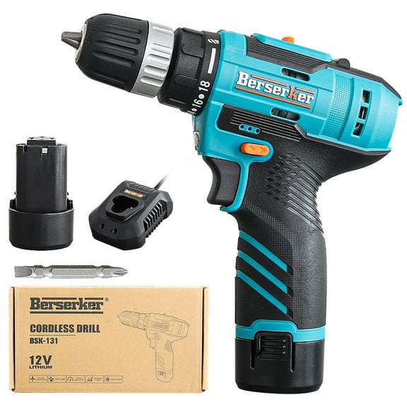 12V Compact Cordless 3/8-Inch Drill Driver, 18+1 Torque Settings, Built-in LED Light, Ideal for Home Renovation and DIY Projects.