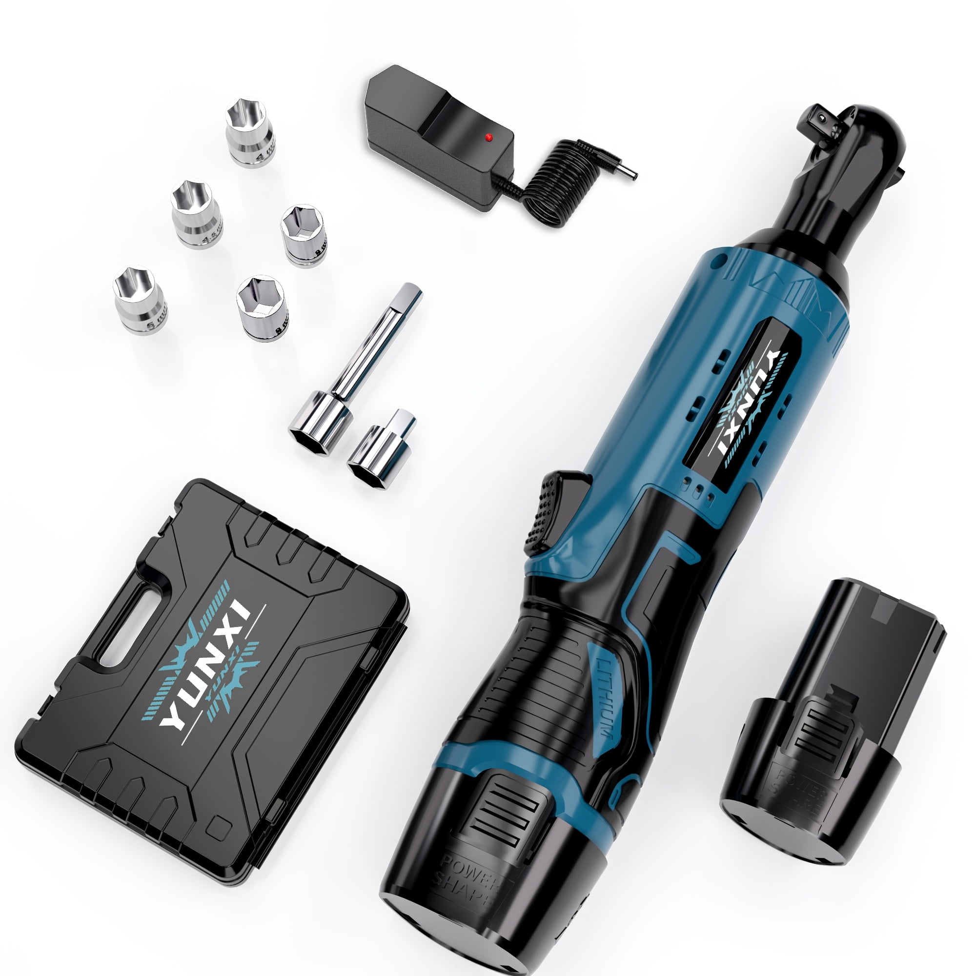 12V Cordless 3/8 Inch Ratchet Wrench Set, Fast Charging Adjustable ...