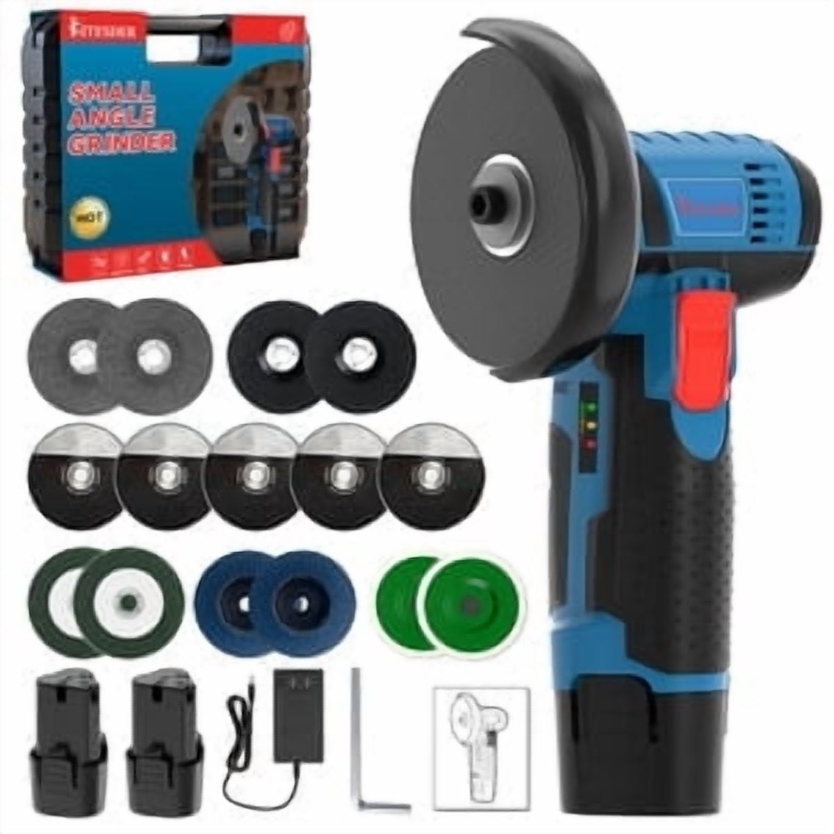 12V Cordless Angle Grinder, 19500 RPM High Speed, Dual Battery, Multi‑function Polishing Grinding Tool, For Home DIY Repair Handicrafts