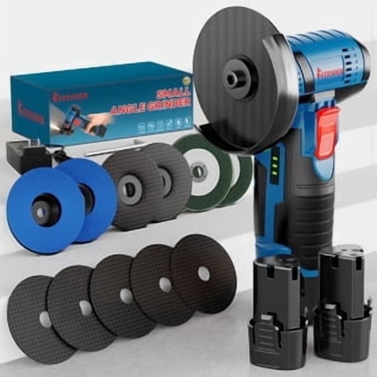 12V Cordless Angle Grinder, 19500 RPM High Speed, Dual Battery, Multi‑function Polishing Grinding Tool, For Home DIY Repair Handicrafts