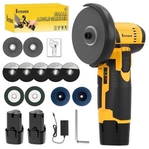 12V Cordless Angle Grinder, 19500 RPM High Speed, Dual Battery, Multifunction Polishing Grinding Tool, For Home DIY Repair Handicrafts