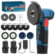 12V Cordless Angle Grinder, 19500 RPM High Speed, Dual Battery, Multi function Polishing Grinding Tool, For Home DIY Repair Handicrafts