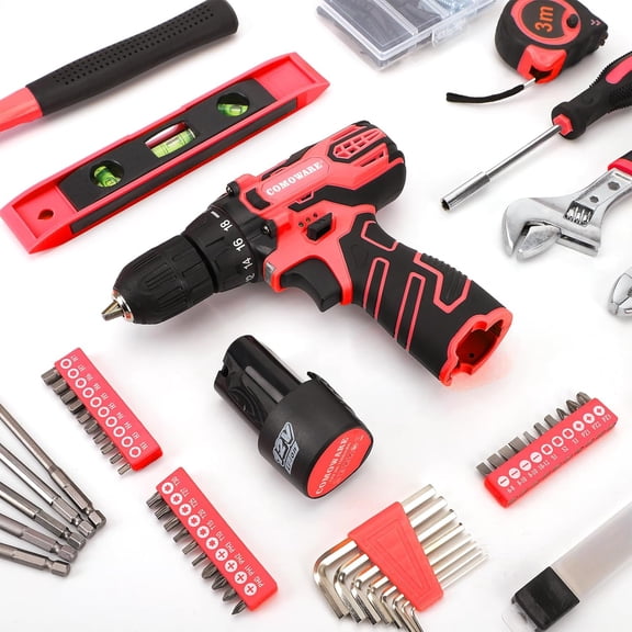 12V Cordless Drill Set, 169Pcs Hand Tool Kit with Storage Bag for  Home Repair