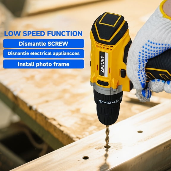 12V Cordless Drill Tool Kit - 25+1 Speed Impact Wrench & Electric Screwdriver with Drill Bits | Multifunctional Power Tools for Home Repair/DIY, Ideal Gift for Men (Holiday/Birthday)