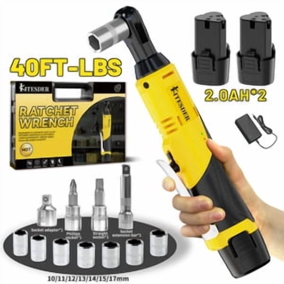 12V Cordless Electric Ratchet Wrench Set, Lithium Battery, Fast Charge, Variable Speed Trigger, For Auto Repair, Screw & Nut Work