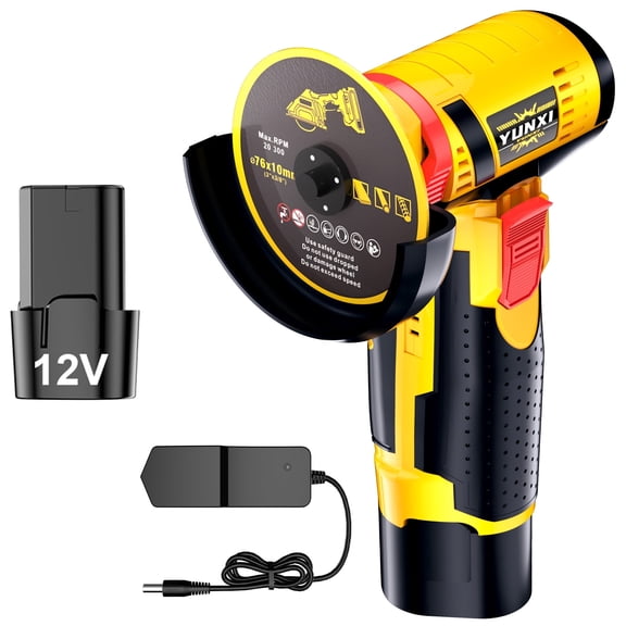 12V Cordless Mini Angle Grinder, Portable 3 Inch Power Grinding Cutting Tool for Metal Wood