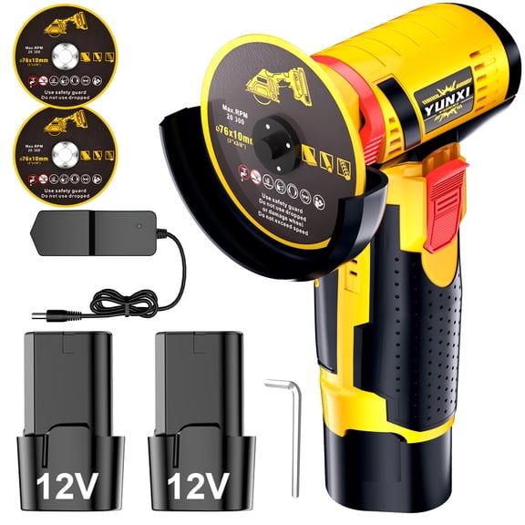 12V Cordless Mini Angle Grinder, Portable 3 Inch Power Grinding Cutting Tool for Metal Wood