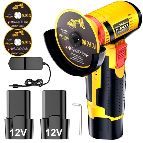 12V Cordless Mini Angle Grinder, Portable 3 Inch Power Grinding Cutting Tool for Metal Wood