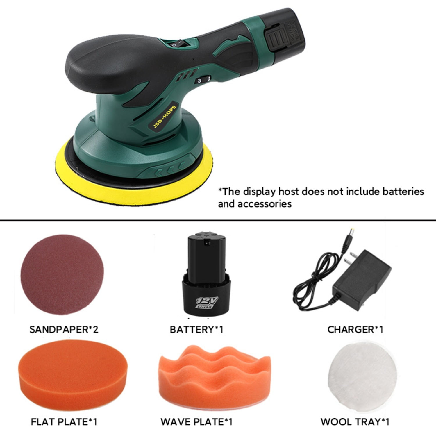 12V Cordless Polisher, Lithium-ion Adjustable Speed Handheld Polishing Machine for Car Waxing and Buffing