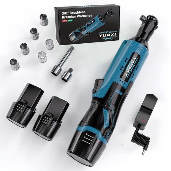 12V Cordless Ratchet Wrench Set 3/8" Power Tool with Fast Charging Adjustable Speed for Auto Repair, Gift Option