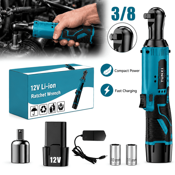 12V Cordless Ratchet Wrench Set with 1 Battery, Compact Electric Socket Tool for Car Maintenance, Fast Charging