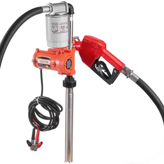 12V DC 10 GPM Portable Fuel Transfer Pump Kit with Automatic Nozzle Hose Overheat Protection for Gasoline Diesel Kerosene