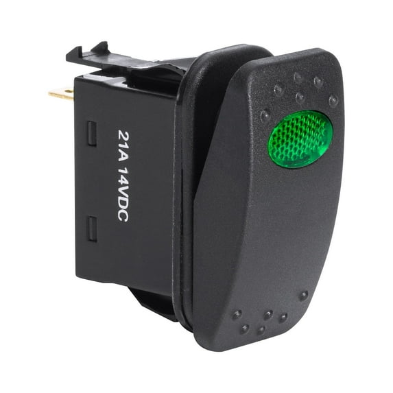 12V DC 20A 3-Pin SPST LED On/Off Rocker Switch Kit - GREEN