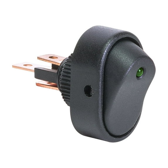 12V DC 30A 3-Pin SPST LED On/Off Rocker Switch - GREEN