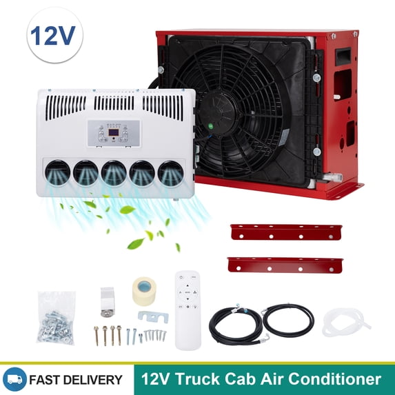 12V DC Air Conditioner for Semi Truck Sleeper Cab, 11000 BTU Split AC Kit for RV, Van, Camper, Excavator, Tractor