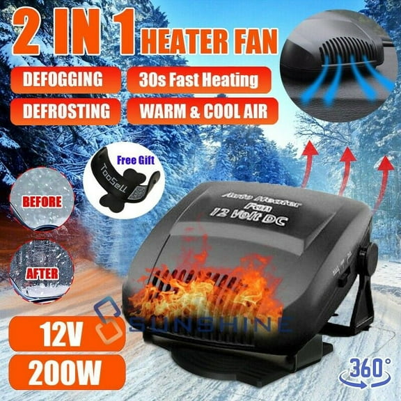 12V DC Car Auto Portable Electric Heater Heating Cooling Fan Defroster Demister
