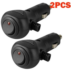 12V DC Car Cigarette Lighter Adapter with LED On/Off Switch, 2 Count pack