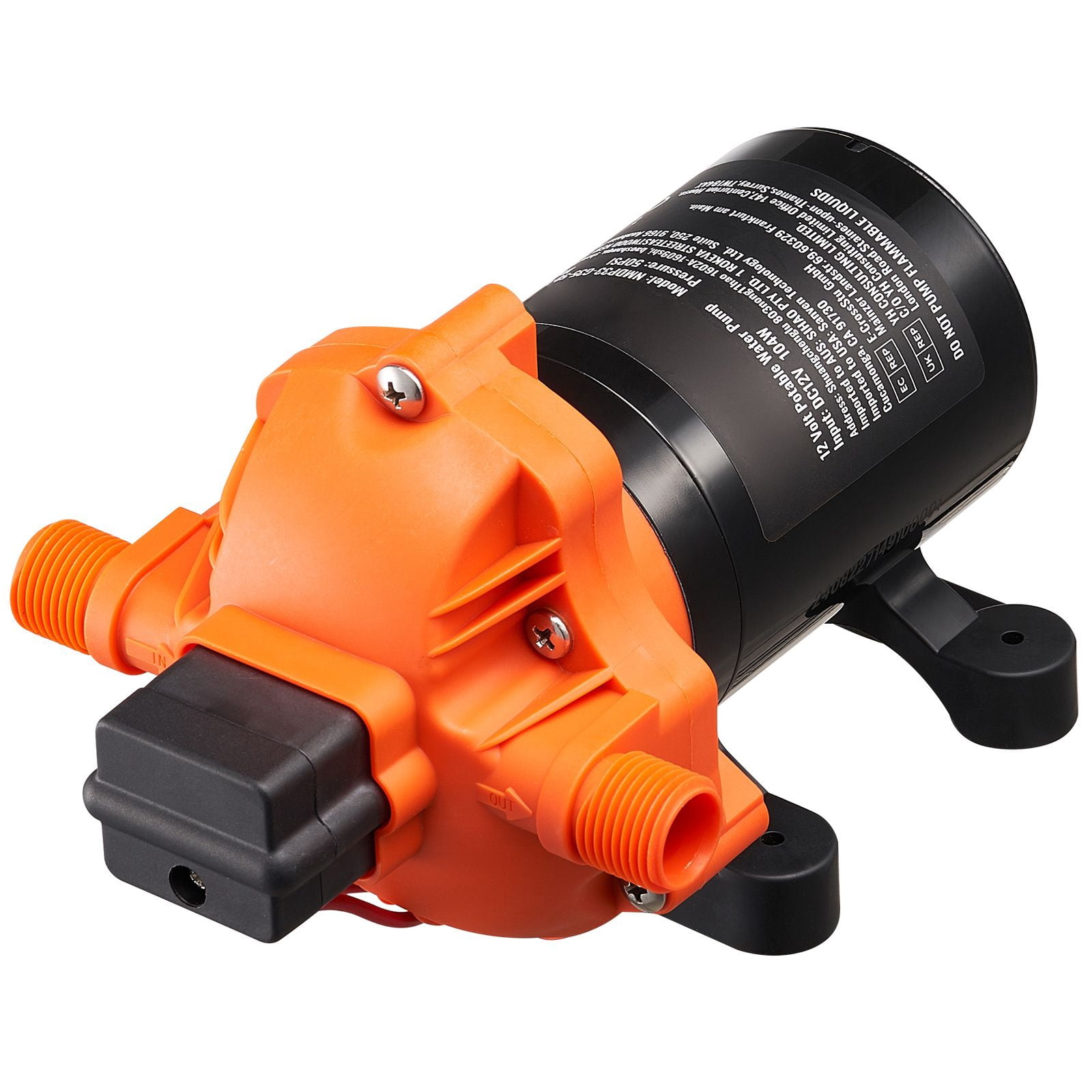 12V DC Diaphragm Water Pump, 3.5 GPM 3-Chamber, 40-100 PSI Adjustable Auto Switch, 1/2" MNPT Port for RV, Camper, Marine, Food Truck