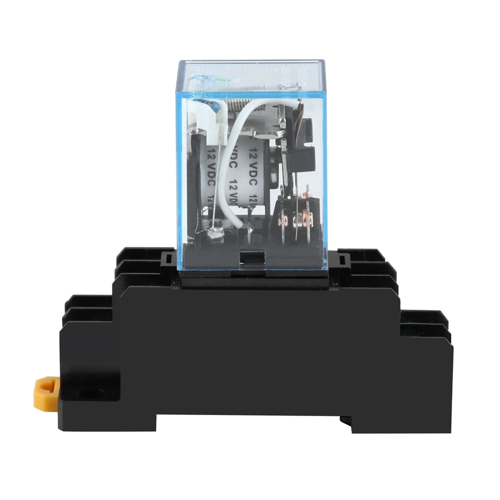 12V DC Double Pole Double Throw (DPDT) Relay with Socket Base - LY2NJ HH62P 8 Pin Design