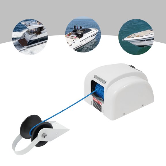 12V DC Electric Boat Anchor Winch with Wireless Remote, Overload Protection Automatic Circuit Breaker Anchor Windlass Winch for Small Vessel