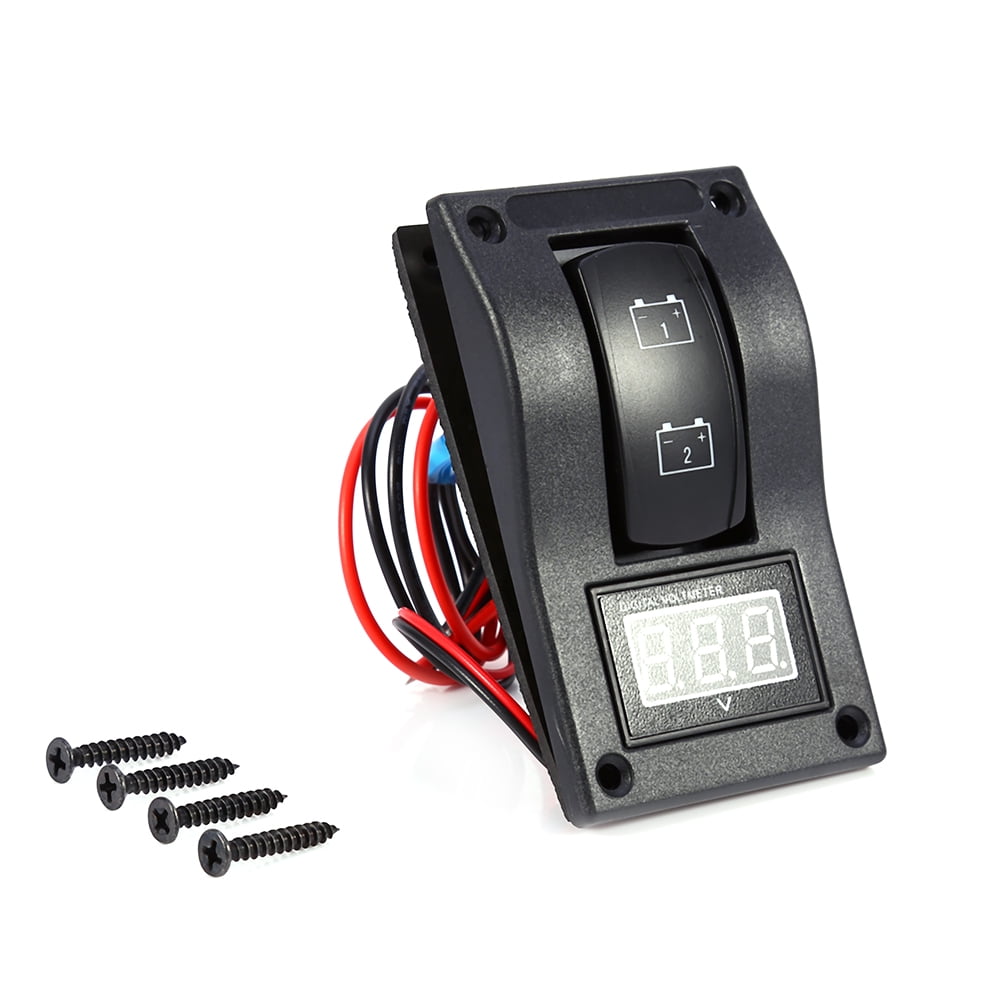 12V DC Marine Boat Voltmeter LED Dual Battery Test Panel Rocker Switch