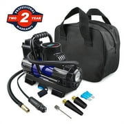 ABLEGRID 12V DC Portable 150PSI Air Compressor Car Tyre Tire Inflator Pump Auto Shut Off LED Digital Display with Carrying Bag - Blue