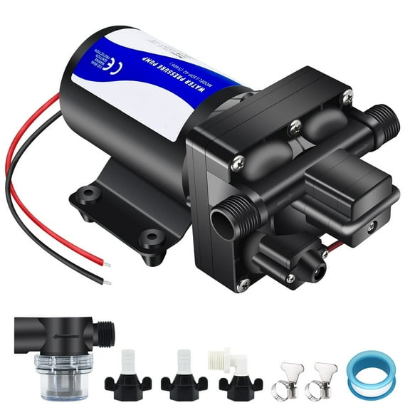12V DC RV Fresh Water Pump 5 GPM Pressure Increase Booster Pump 70 PSI Transfer Pump Self Priming on Demand Water Pump Diaphragm Pump Washdown Pump for Boats Inline Water Pump…