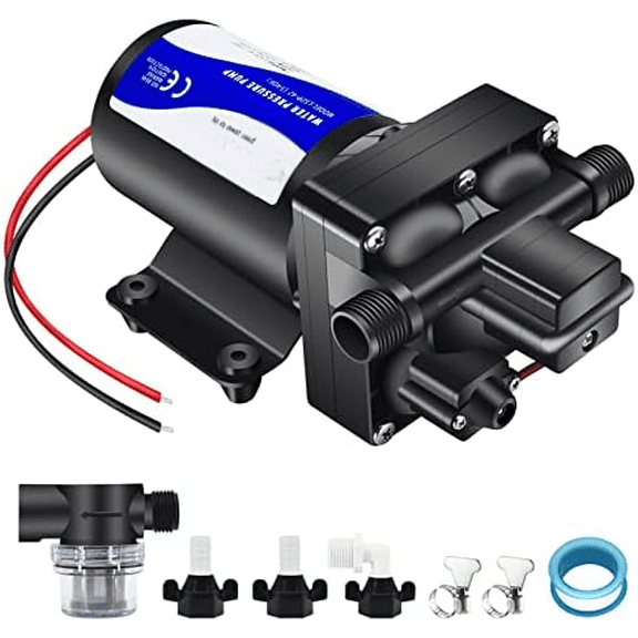 12V DC RV Fresh Water Pump 5 GPM Pressure Increase Booster Pump 70 PSI Transfer Pump Self Priming on Demand Water Pump Diaphragm Pump Washdown Pump for Boats Inline Water Pump