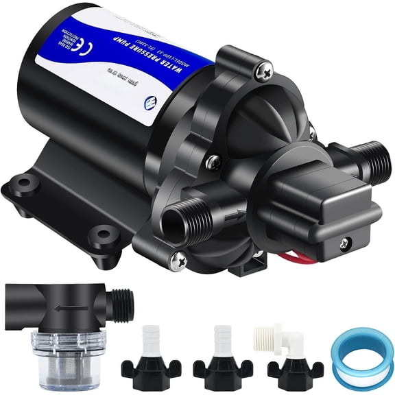 12V DC RV Water Pump 4 GPM Increase Booster Pump 45 PSI Transfer Pump Self Priming Demand Water Pump Diaphragm Pump Washdown for Inline Marine