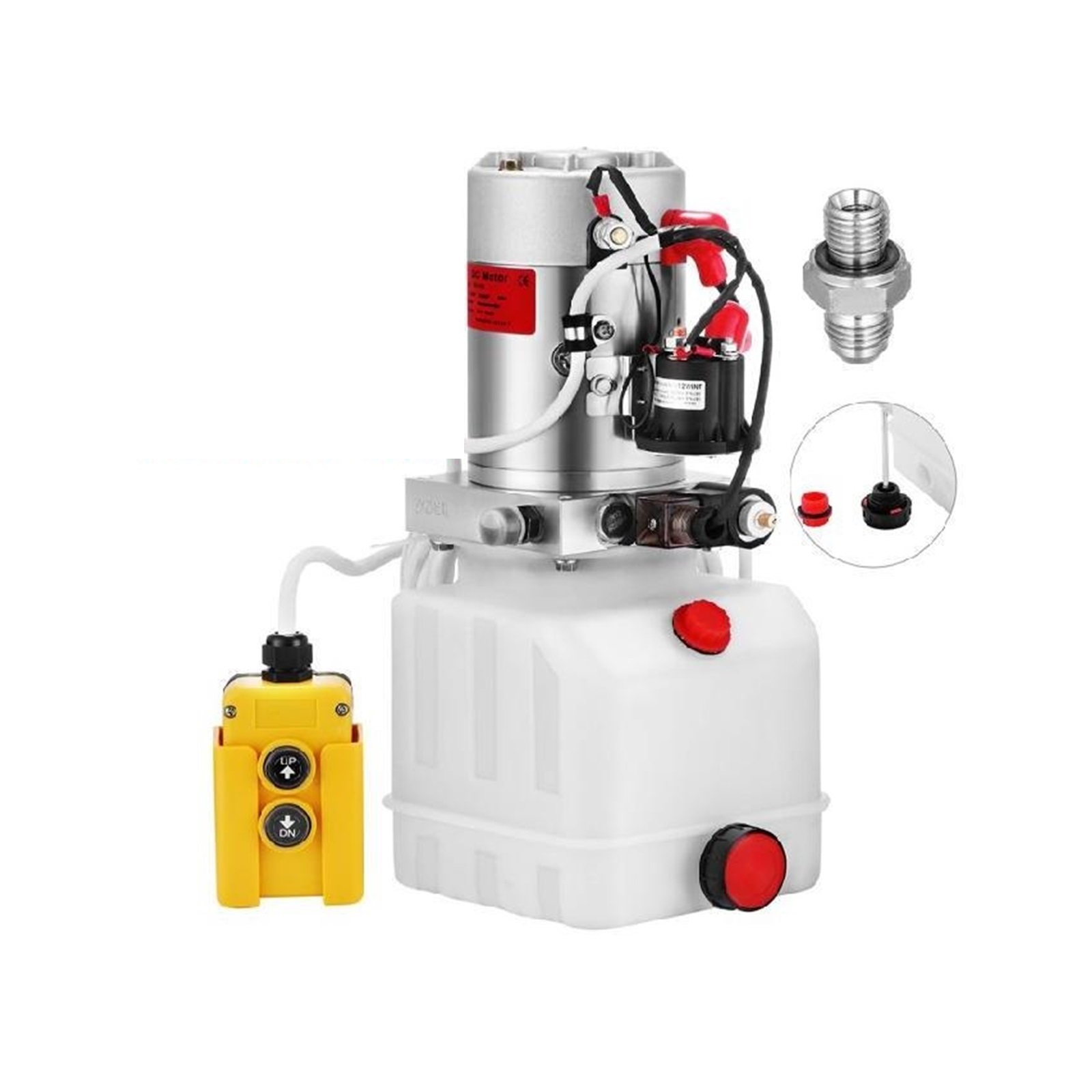 12V DC Single Acting Hydraulic Pump With 4, 6, 8, 10 And 15L Plastic