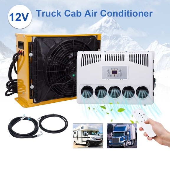 12V DC Universal Air Conditioner Split A/C Kit for Car Cab Bus RV Semi Truck, 4000BTU