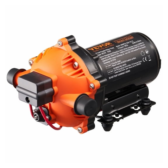 12V Diaphragm Pump 5 GPM, Adjustable 40-100 PSI 1/2" MNPT Water Pump, 5 Chamber DC Water Pump for Irrigation, Drainage, Construction, Potable Water Transfer